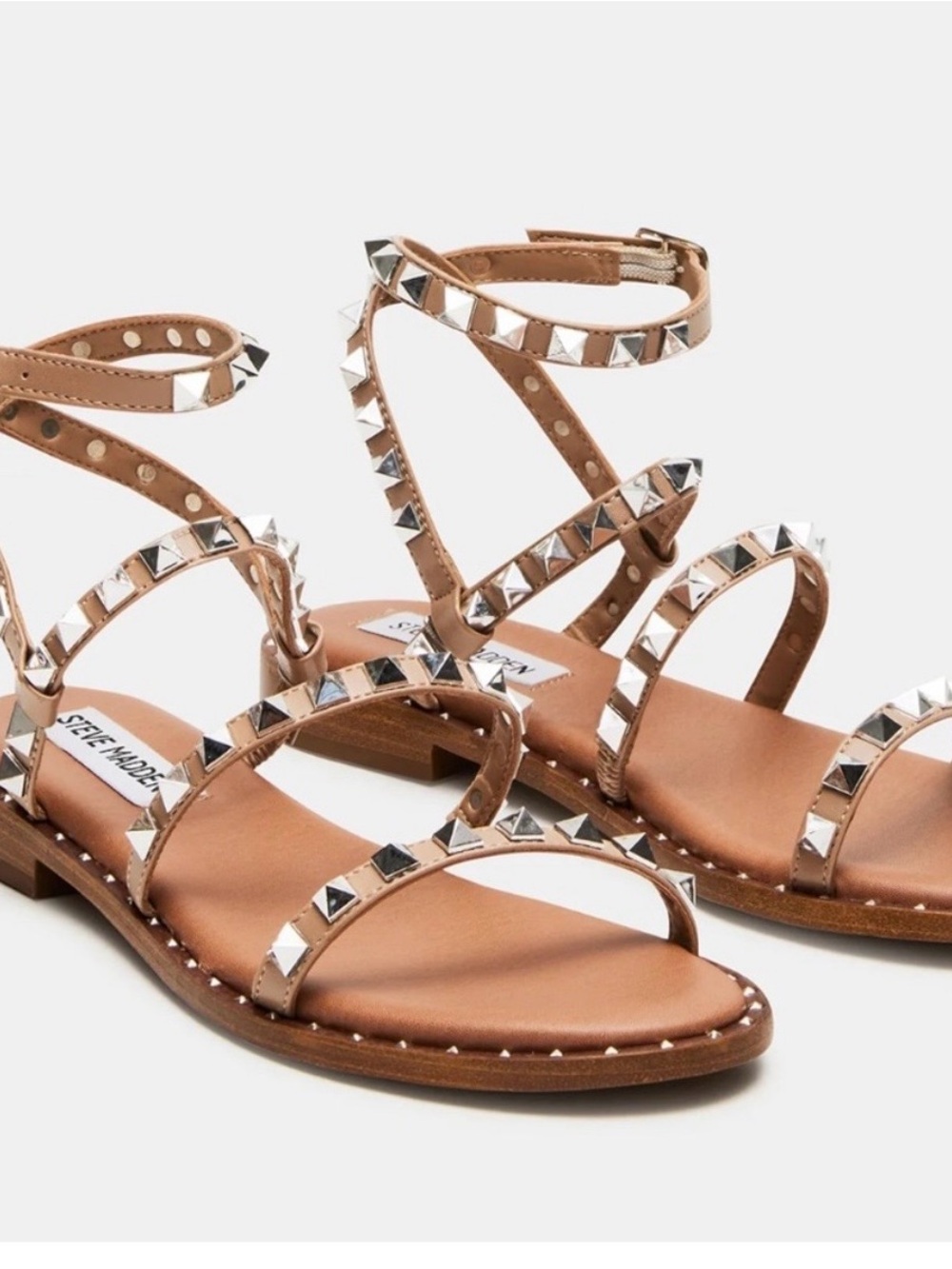 Steve Madden Travel Tan Studded Gladiator Sandals